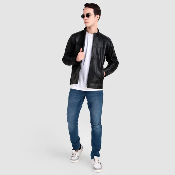 Midnight Rider Black Leather Jacket sold by Classy Leather Bags product image thumbnail 3