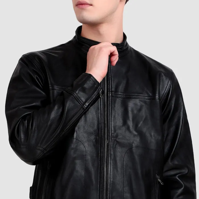 Midnight Rider Black Leather Jacket sold by Classy Leather Bags product image thumbnail 4