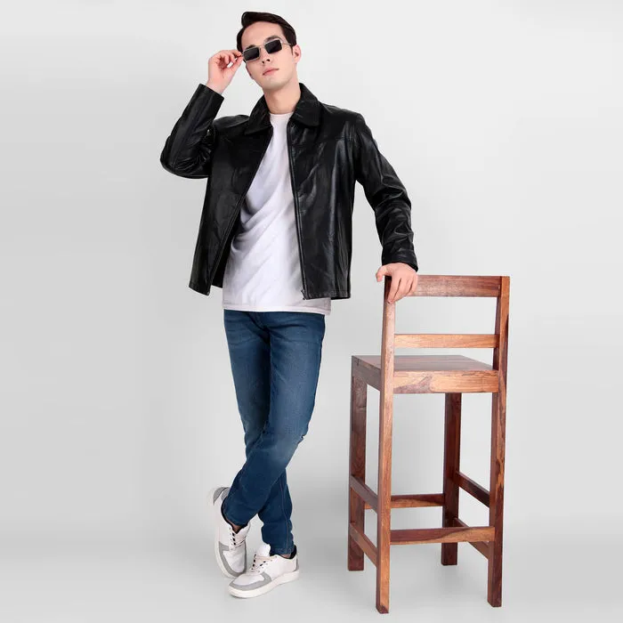 Formal Black Leather Coller Jackets Men sold by Classy Leather Bags product image thumbnail 4