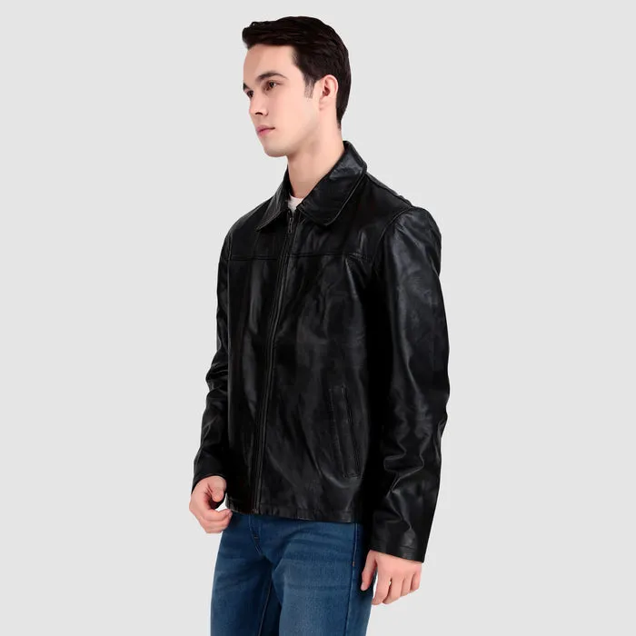 Formal Black Leather Coller Jackets Men sold by Classy Leather Bags product image thumbnail 2