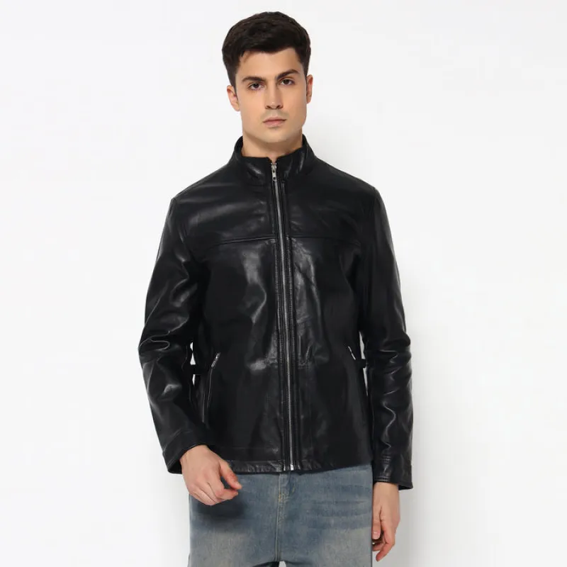 Men’s Sleek Black Leather Jacket sold by Classy Leather Bags