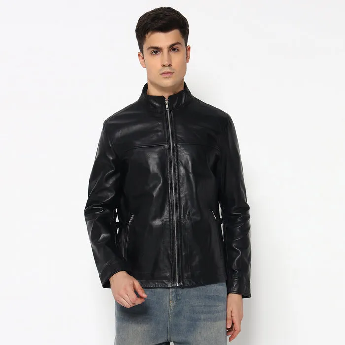 Men’s Sleek Black Leather Jacket sold by Classy Leather Bags