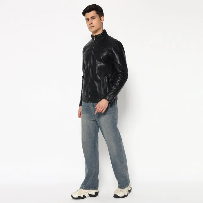 Men’s Sleek Black Leather Jacket sold by Classy Leather Bags product image thumbnail 2