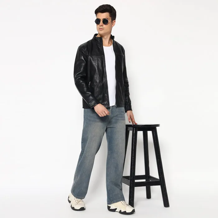 Men’s Sleek Black Leather Jacket sold by Classy Leather Bags product image thumbnail 3