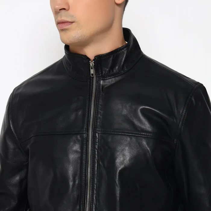 Men’s Sleek Black Leather Jacket sold by Classy Leather Bags product image thumbnail 4