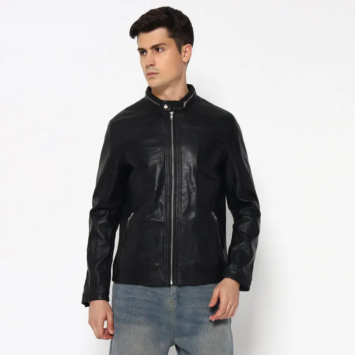 Stylish Men’s Black Bomber Leather Jacket sold by Classy Leather Bags