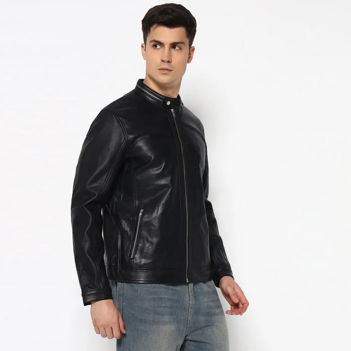 Stylish Men’s Black Bomber Leather Jacket sold by Classy Leather Bags product image thumbnail 3