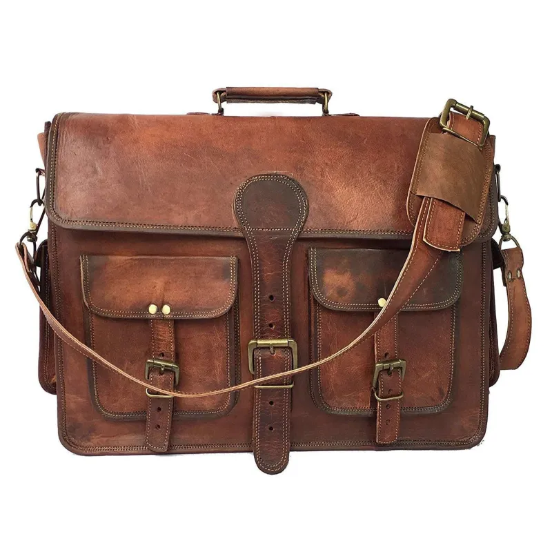 Vintage Handmade Leather Briefcase sold by Classy Leather Bags