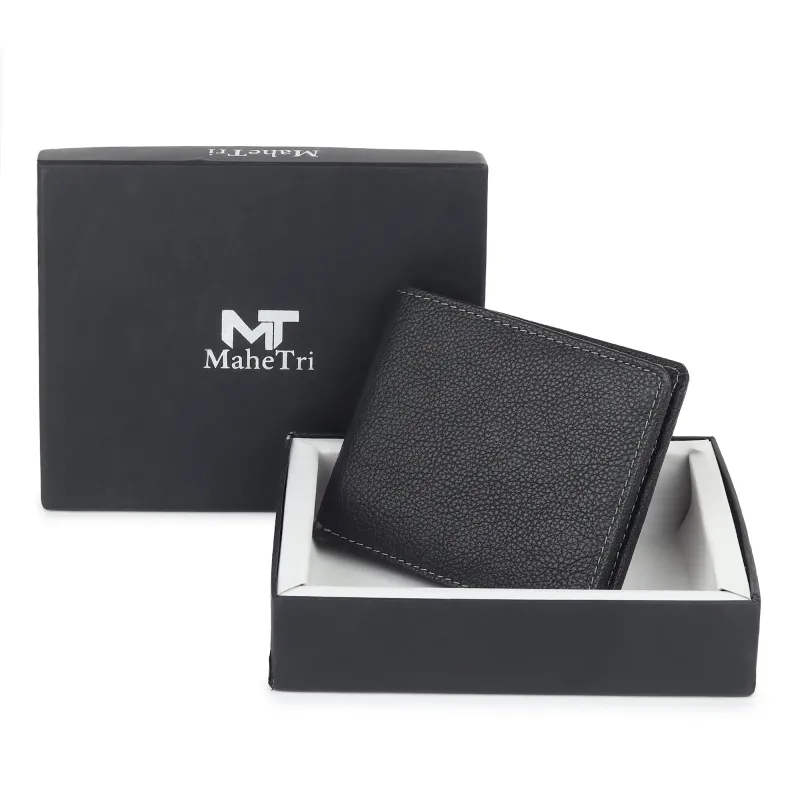Black Textured Leather Mens Wallet sold by Classy Leather Bags