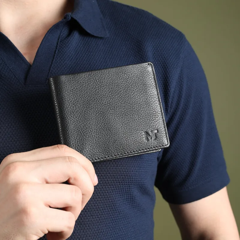 Black Minimal Contrast Wallet sold by Classy Leather Bags