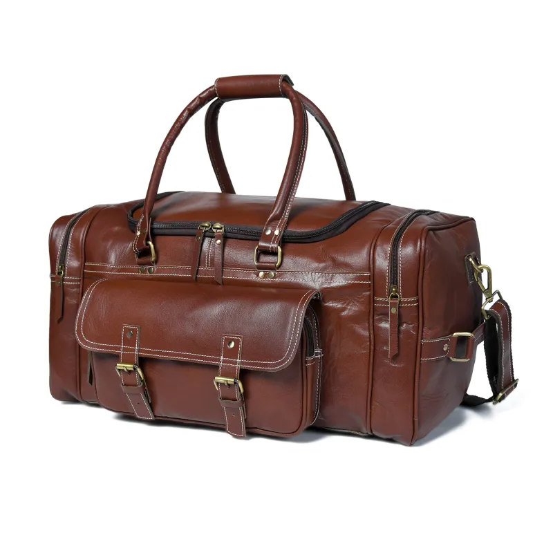 Upgraded Traveler Weekender Duffle sold by Classy Leather Bags