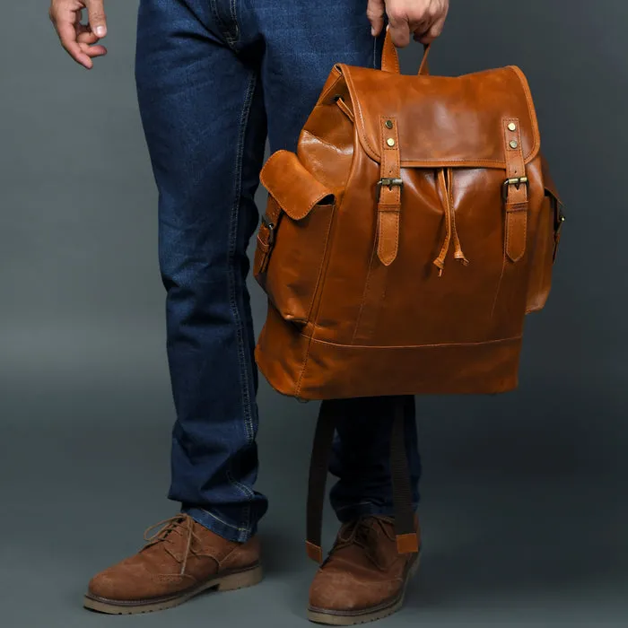 Earthen Leather Laptop Backpack, Luxury Leather sold by Classy Leather Bags product image thumbnail 3