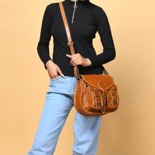 2-Pocket Leather Sling For Women sold by Classy Leather Bags product image thumbnail 2