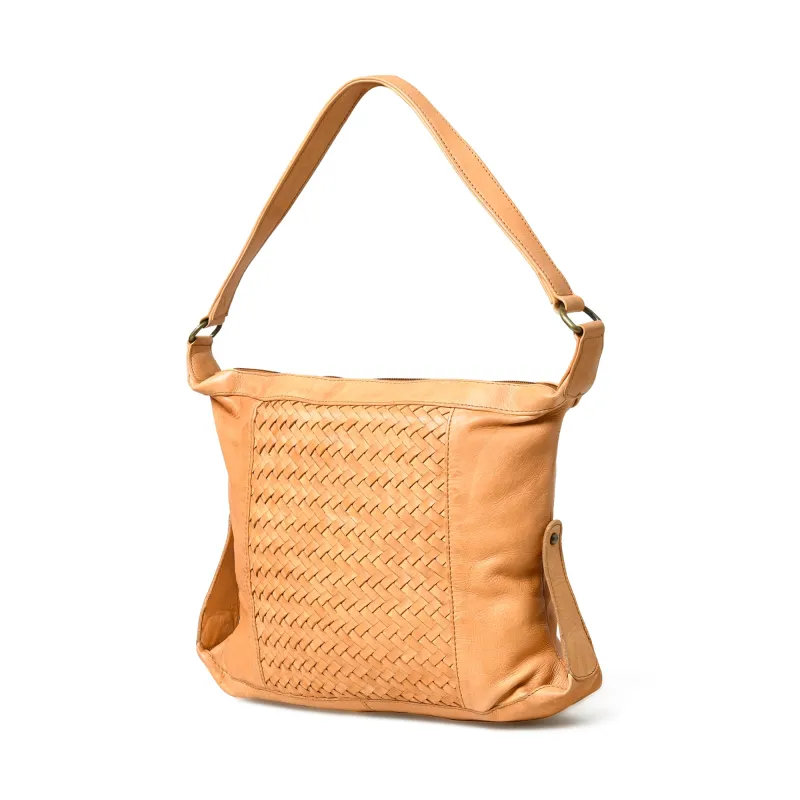 Textured Leather Shoulder Sling, Tan sold by Classy Leather Bags