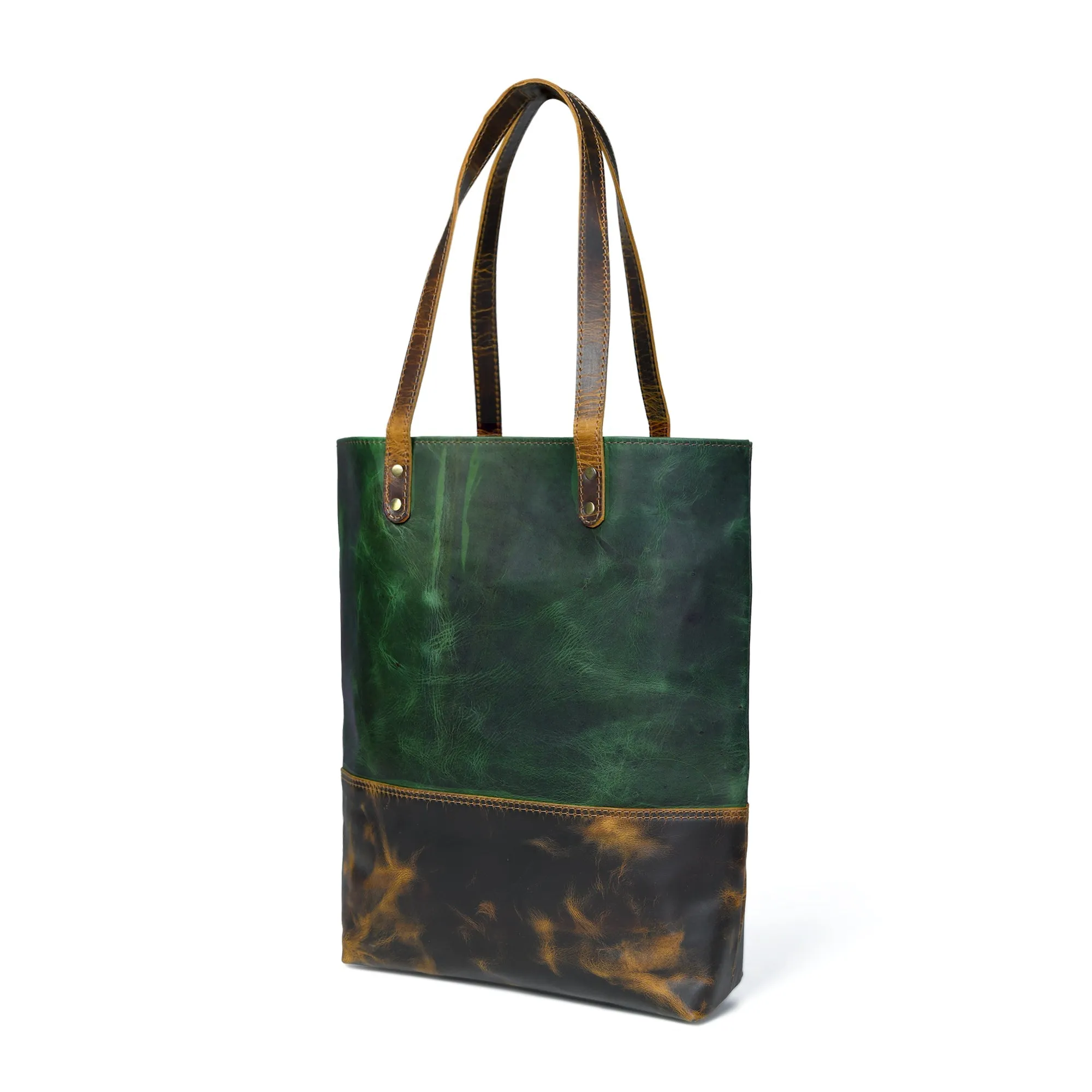Green Women's Leather Tote sold by Classy Leather Bags product image thumbnail 2