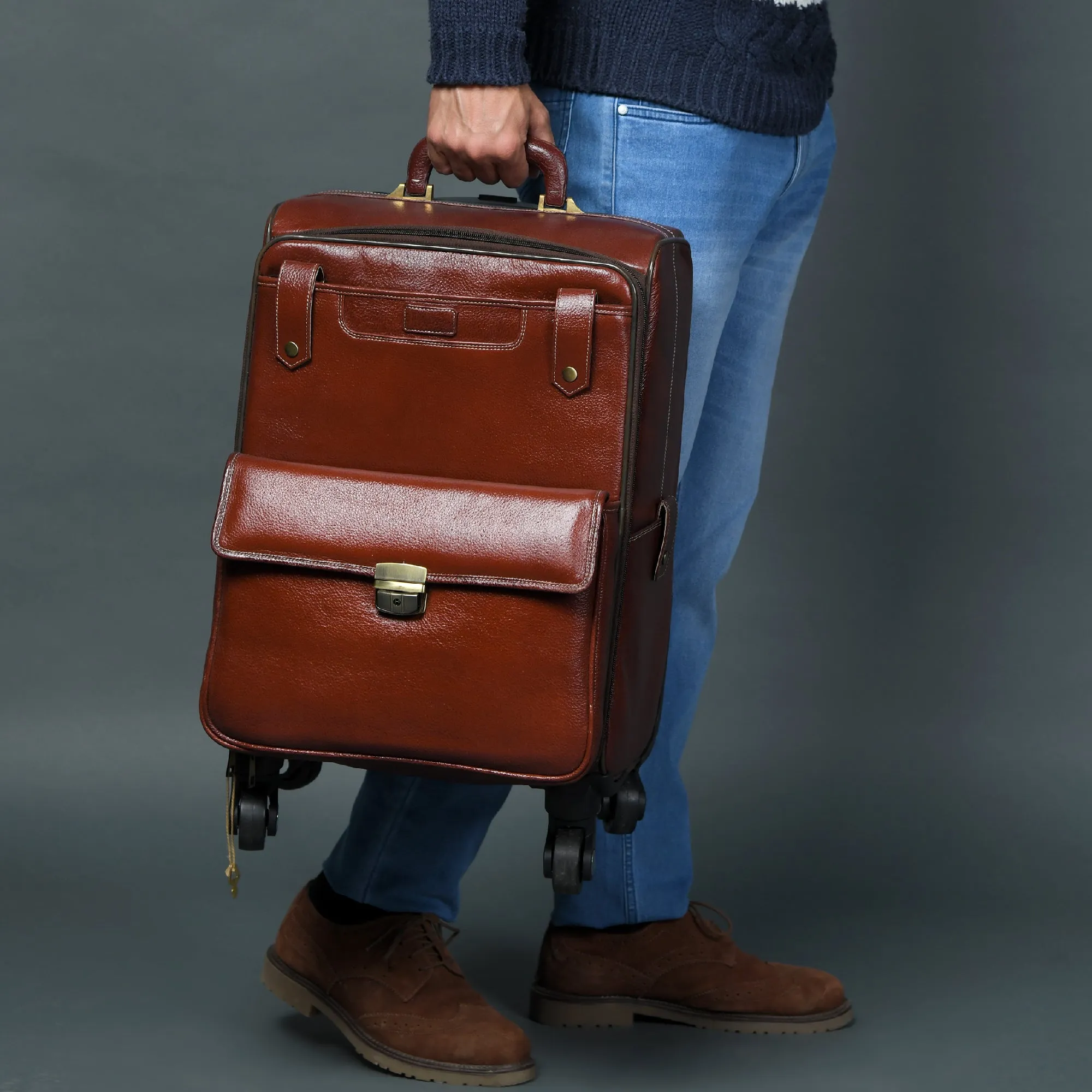 Leather Carry-On Trolly Bag sold by Classy Leather Bags product image thumbnail 4