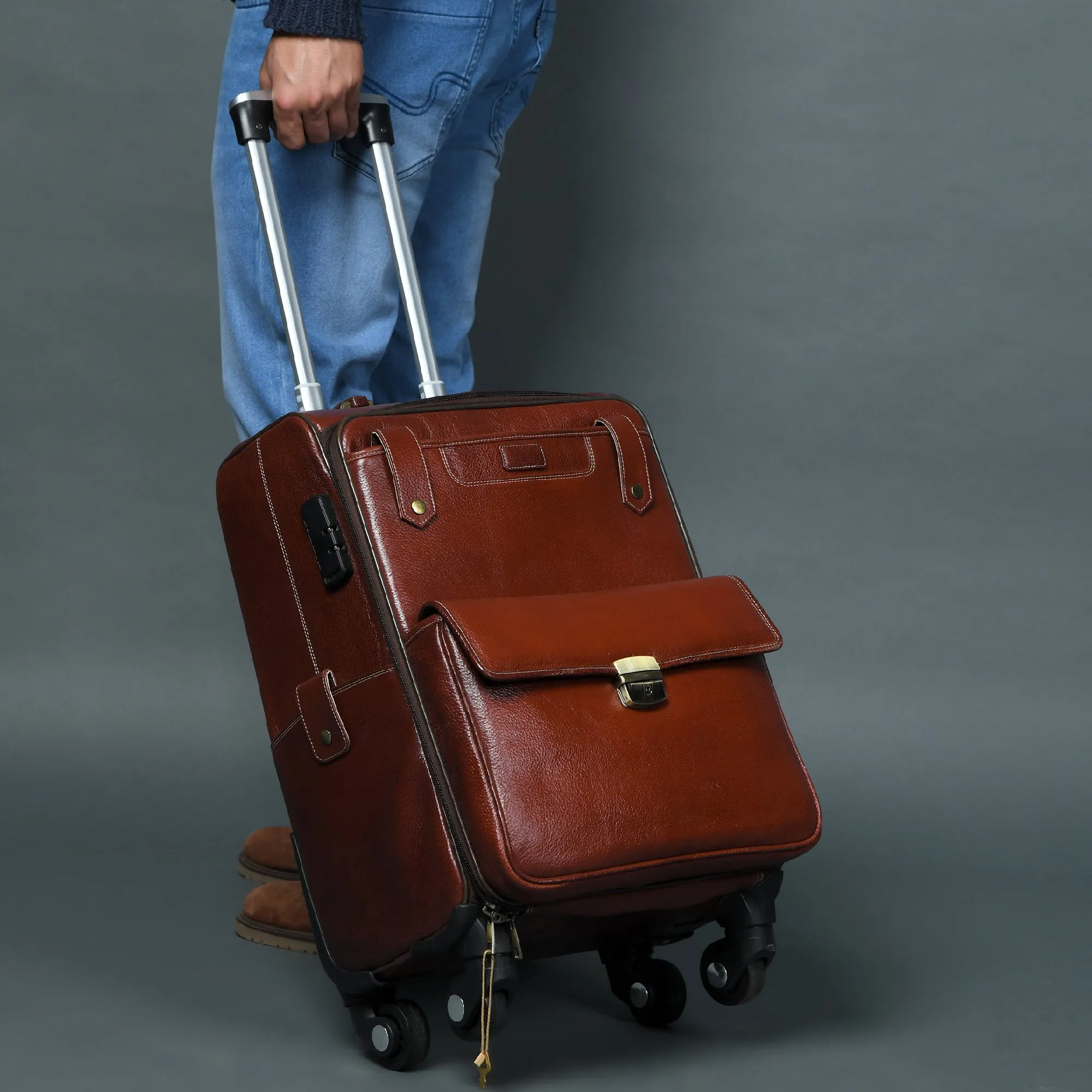 Leather Carry-On Trolly Bag sold by Classy Leather Bags