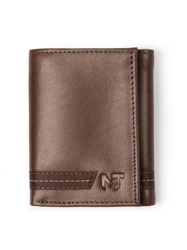 SleekCut Tri-Fold Wallet - Brown sold by Classy Leather Bags