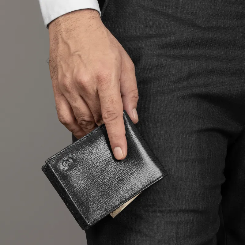 Black Sleek-Fit Wallet made by Classy Leather Bags