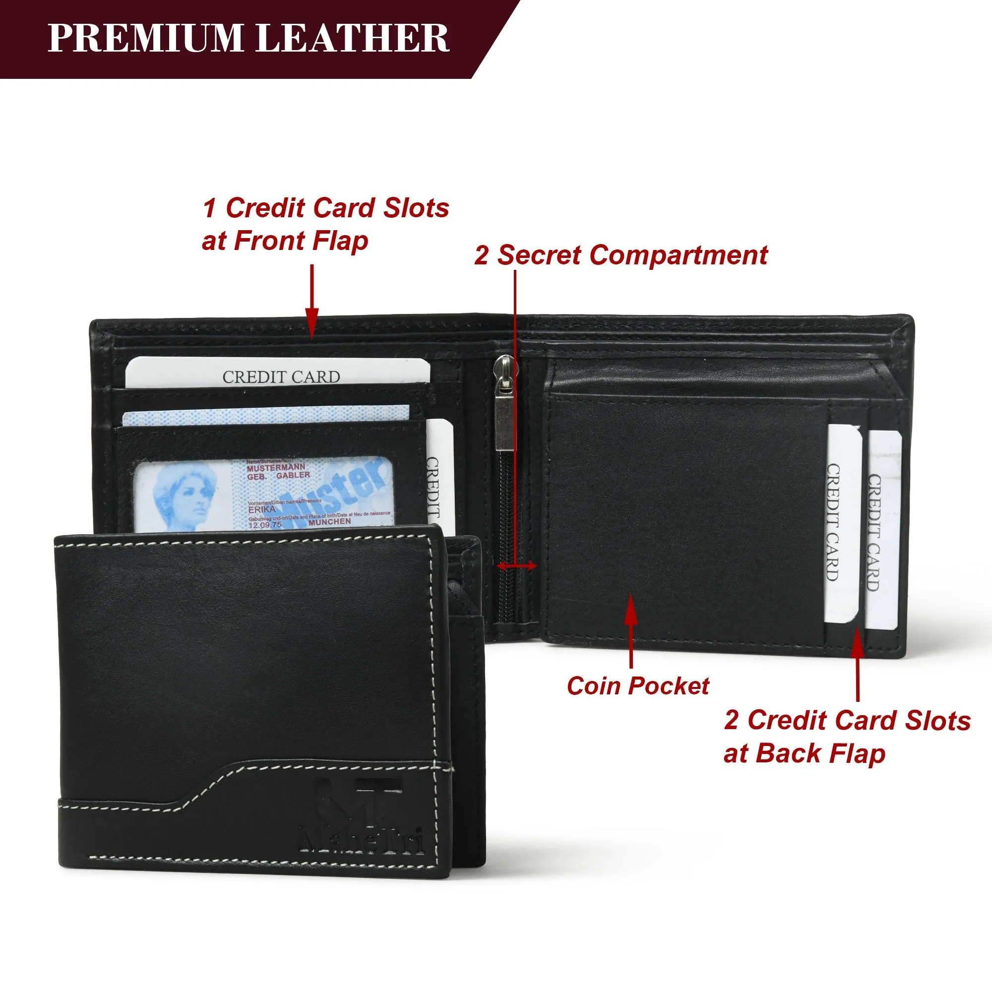 Judson Bi-fold Wallet - Black sold by Classy Leather Bags product image thumbnail 4