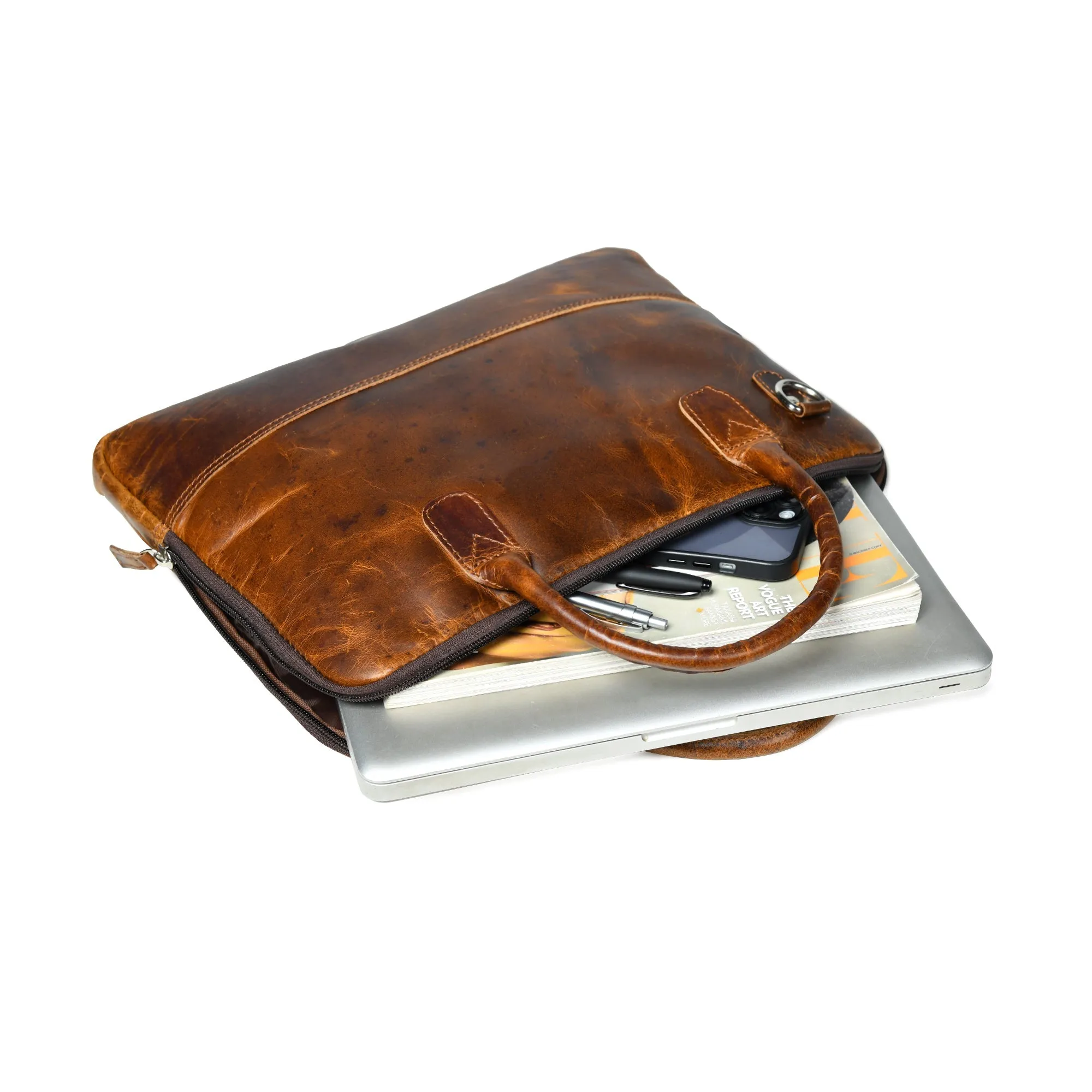 Modernist Leather Laptop Bag- Brown sold by Classy Leather Bags product image thumbnail 3