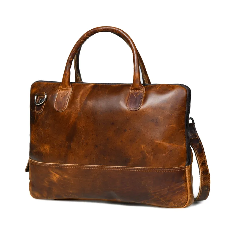 Modernist Leather Laptop Bag- Brown sold by Classy Leather Bags