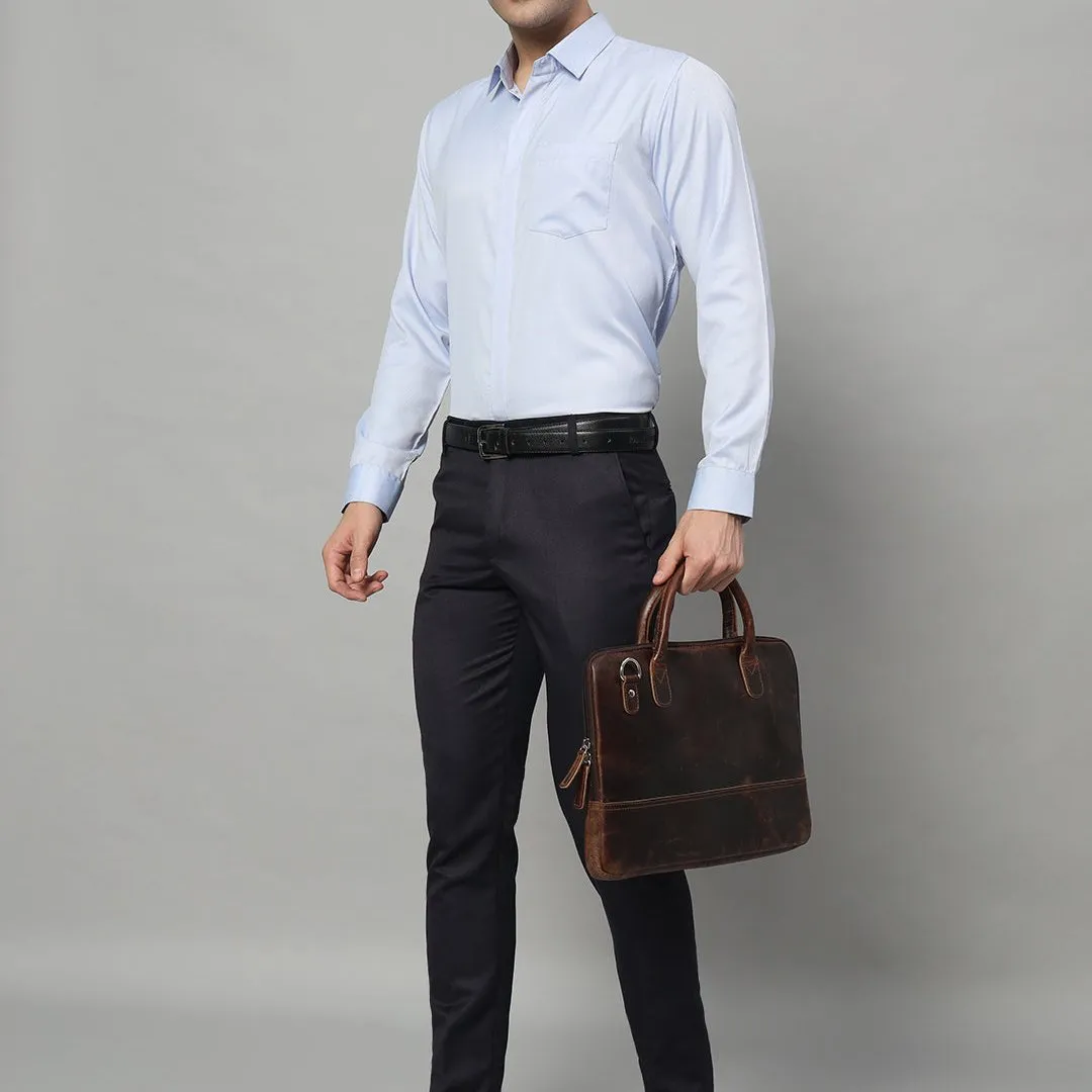 Modernist Leather Laptop Bag-Dark Brown sold by Classy Leather Bags product image thumbnail 3