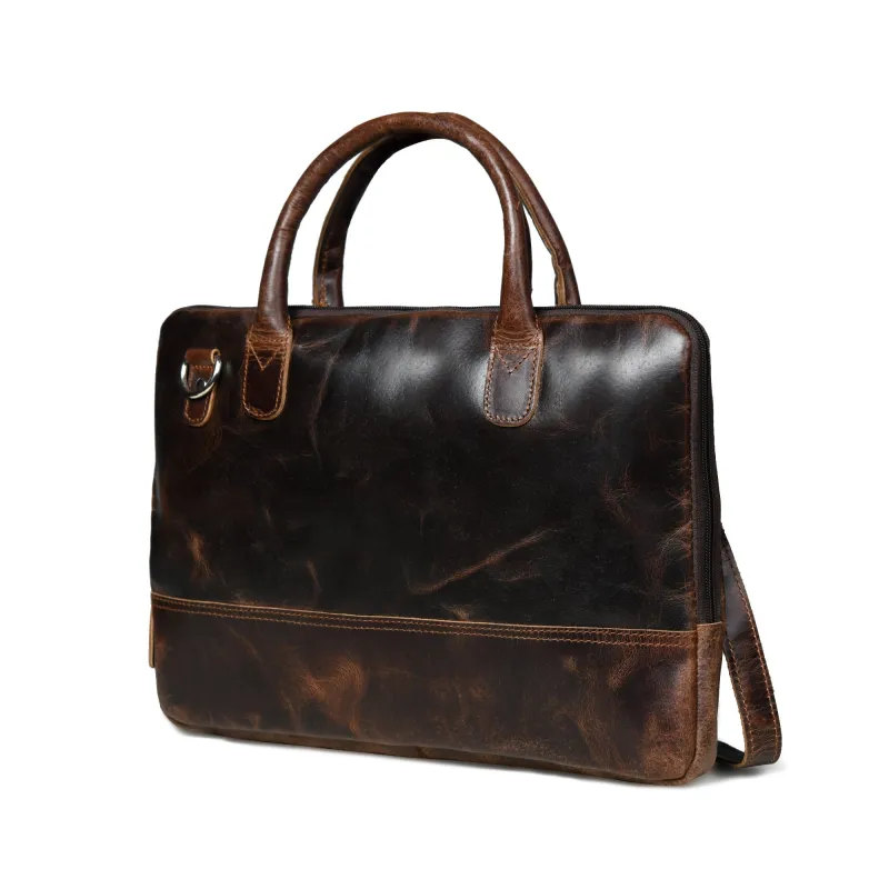 Modernist Leather Laptop Bag-Dark Brown sold by Classy Leather Bags