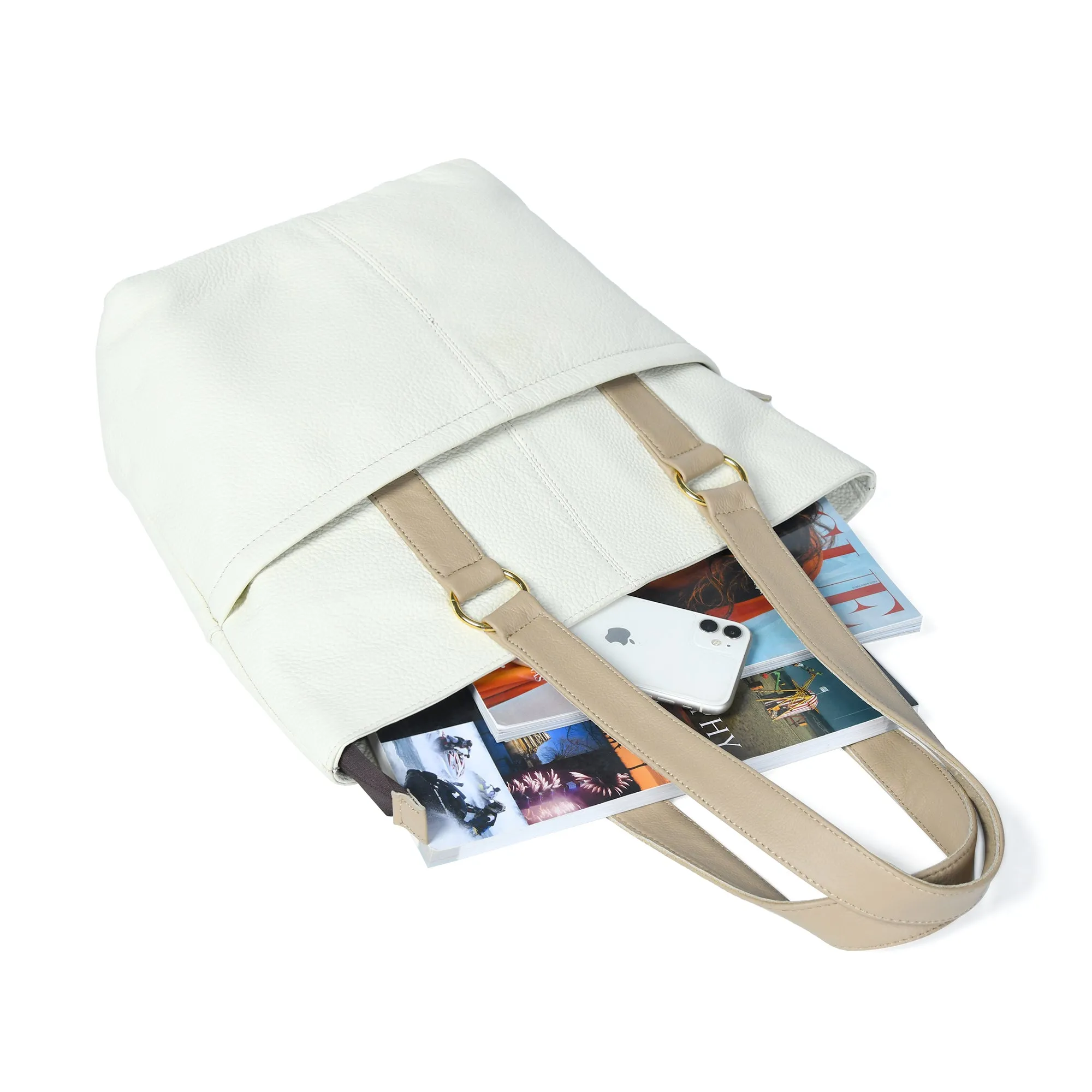 The Ivory Leather Tote sold by Classy Leather Bags product image thumbnail 5
