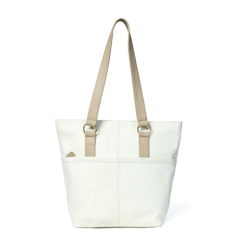 The Ivory Leather Tote sold by Classy Leather Bags
