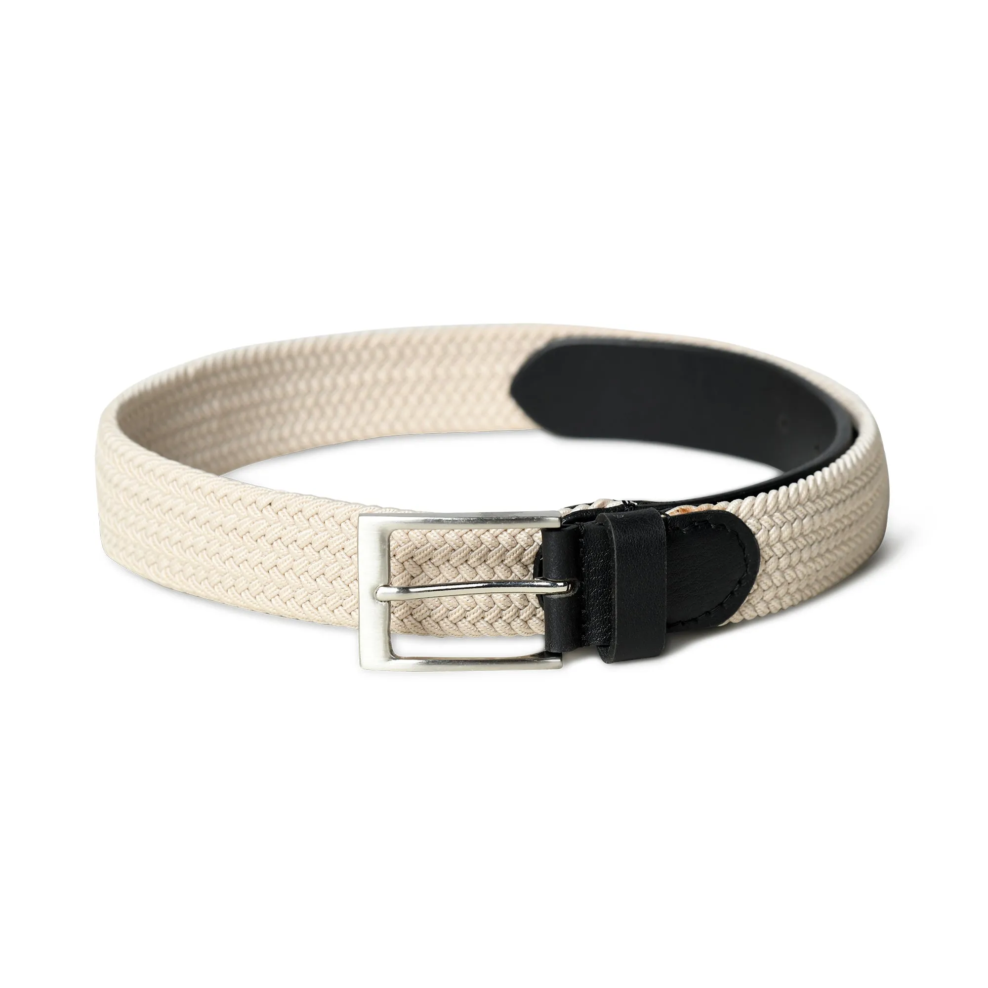 Cream & Black Braided Canvas Leather Belt sold by Classy Leather Bags product image thumbnail 4