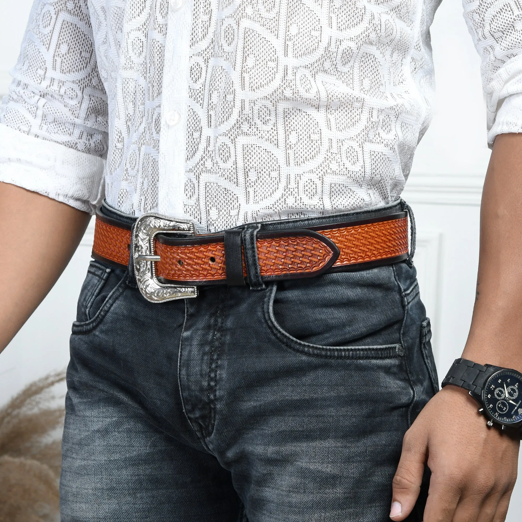 Classic Western Leather Belt sold by Classy Leather Bags product image thumbnail 2