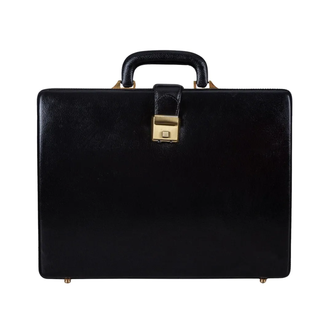 Leather Executive Men's Leather Attache Briefcase - Black sold by Classy Leather Bags