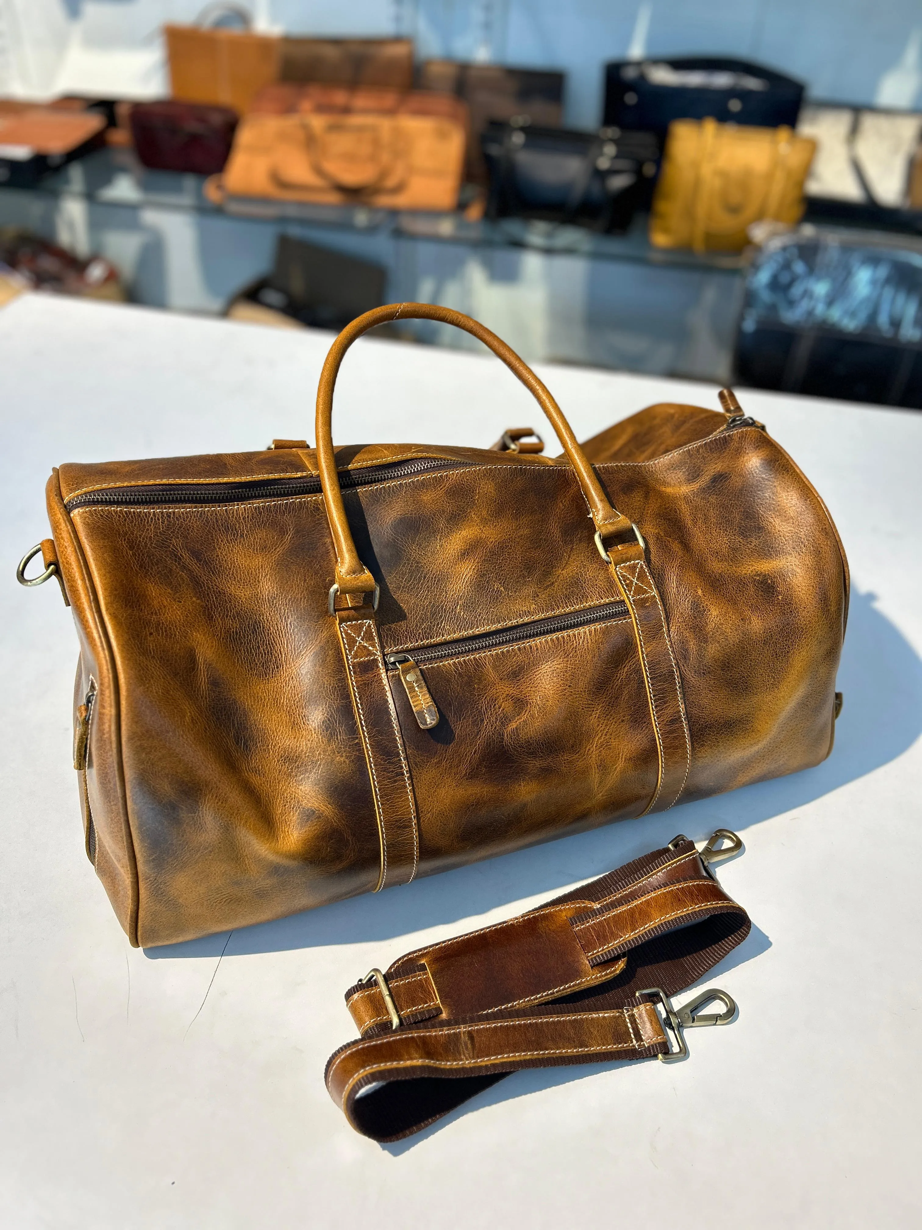 Roosevelt Full Grain Buffalo Leather Duffle sold by Classy Leather Bags product image thumbnail 4
