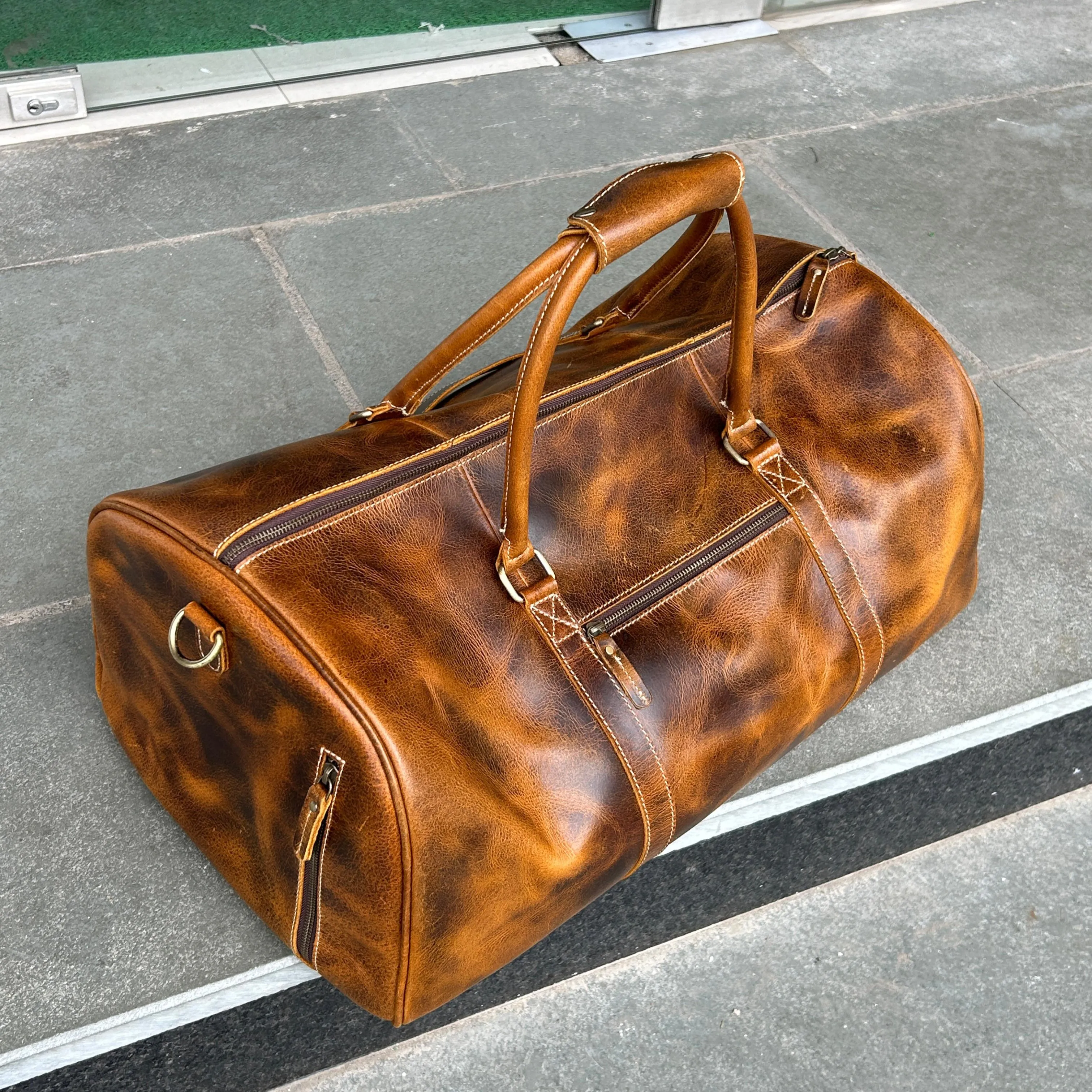Roosevelt Full Grain Buffalo Leather Duffle sold by Classy Leather Bags