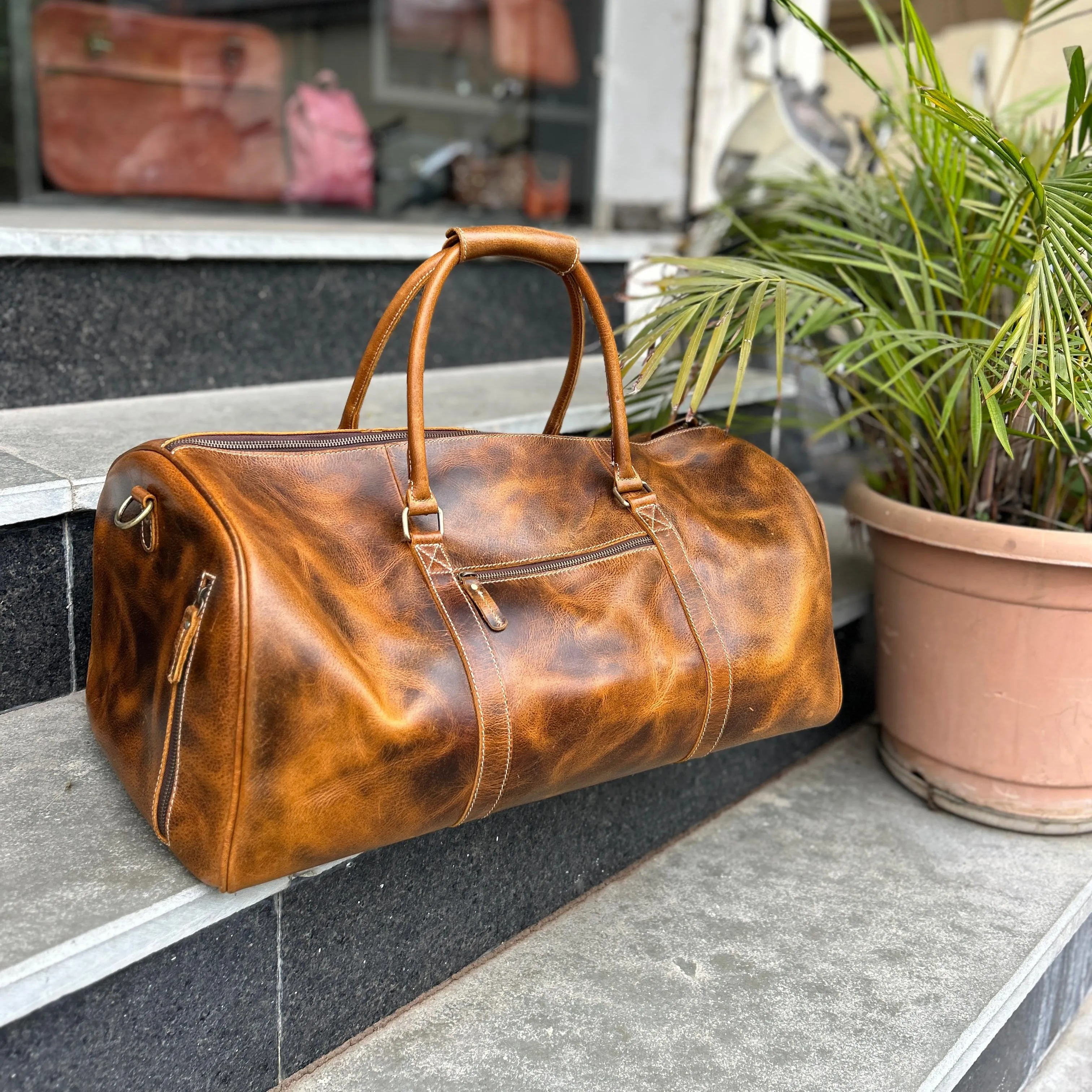 Roosevelt Full Grain Buffalo Leather Duffle sold by Classy Leather Bags product image thumbnail 2