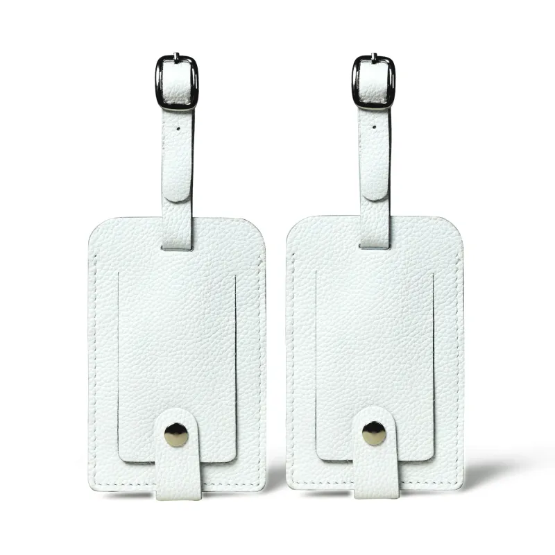 White Leather Luggage Tags Set sold by Classy Leather Bags