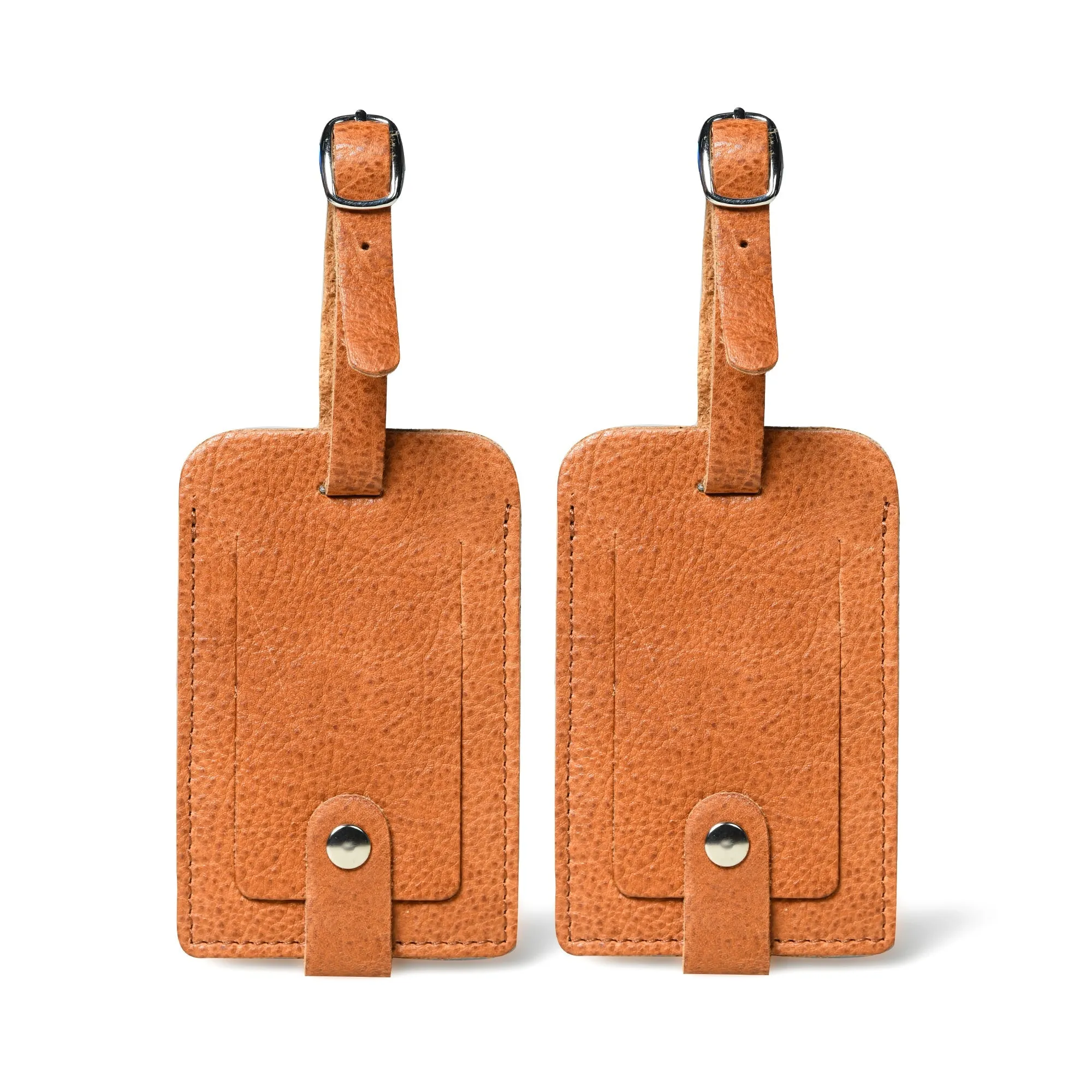 Tan Leather Luggage Tags Set sold by Classy Leather Bags