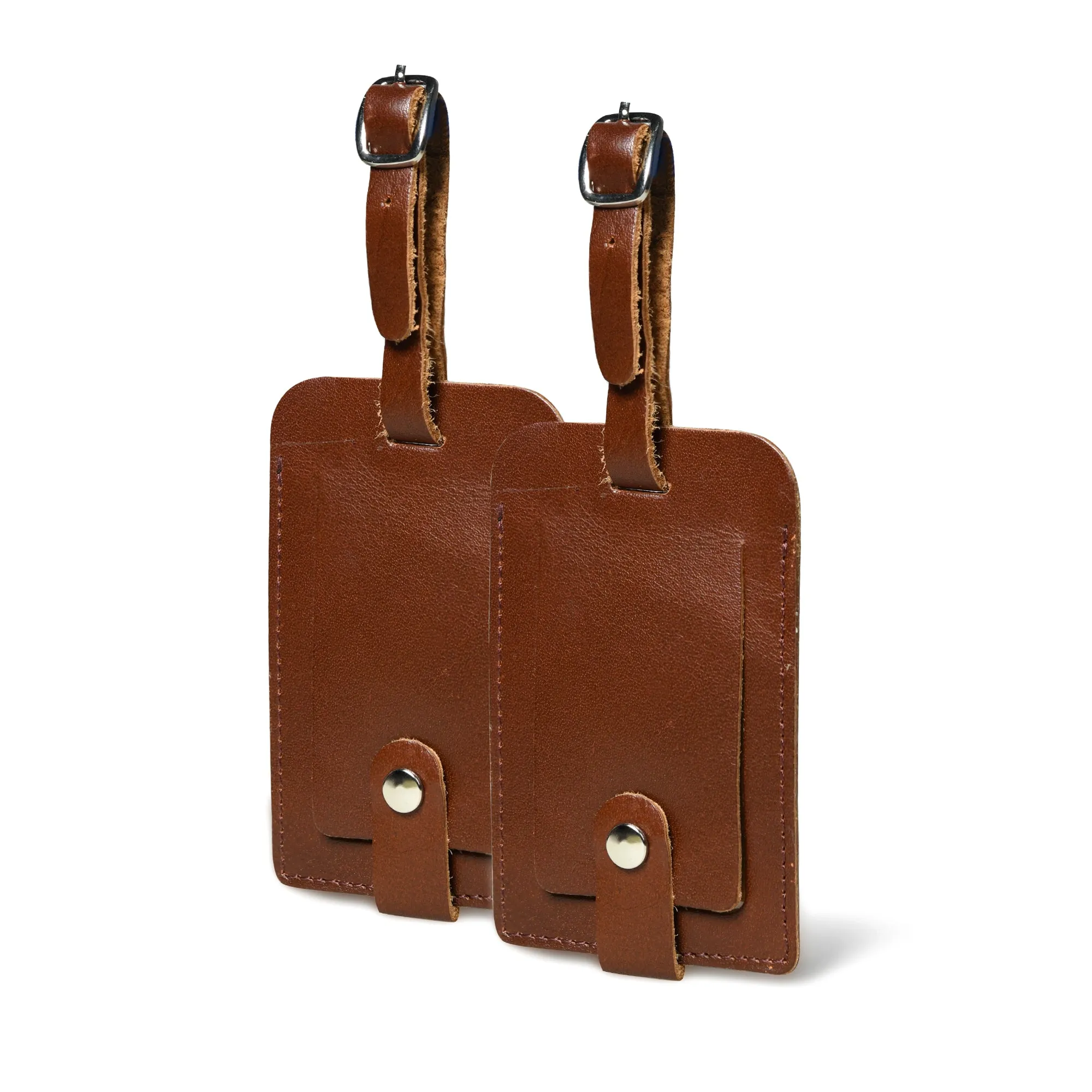 Dark Brown Leather Luggage Tags Set sold by Classy Leather Bags product image thumbnail 3