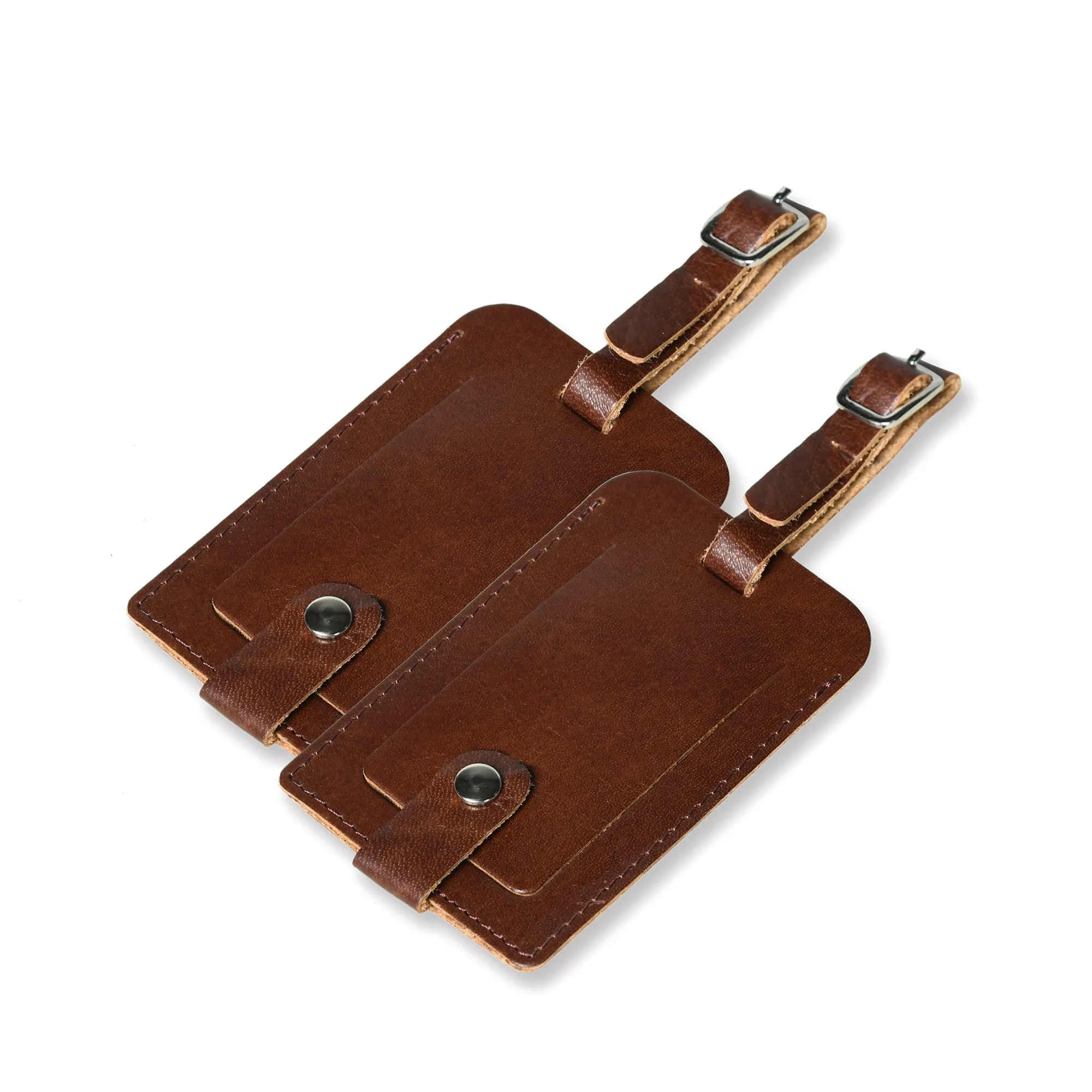Dark Brown Leather Luggage Tags Set sold by Classy Leather Bags product image thumbnail 2