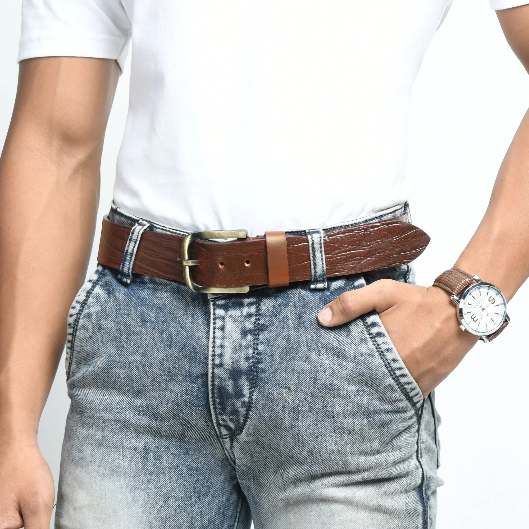 Vibrant Brown Pin Buckle Belt sold by Classy Leather Bags product image thumbnail 2