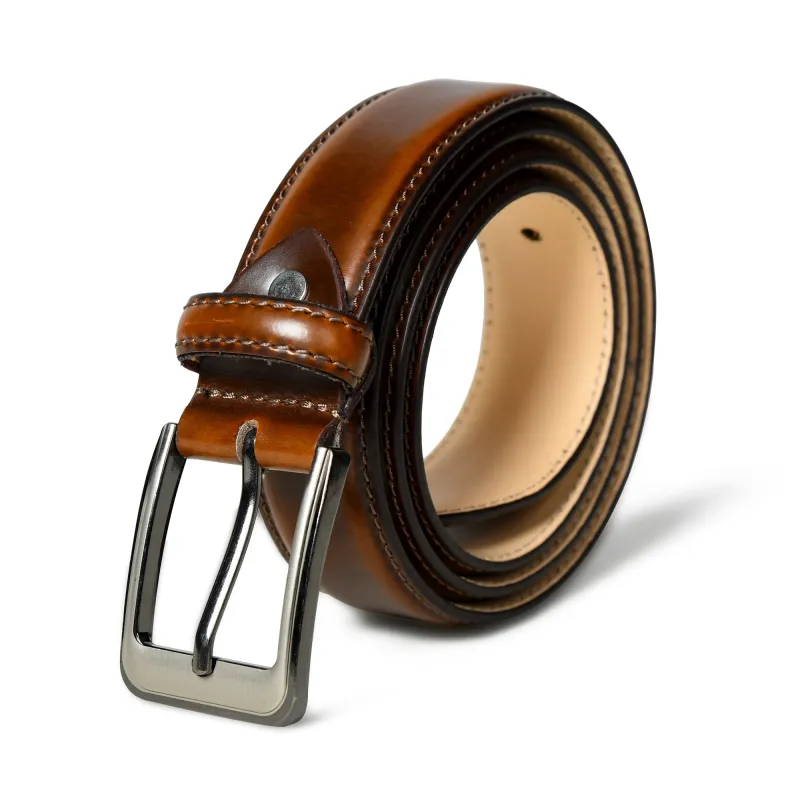 Eclipse Walnut Brown Leather Belt sold by Classy Leather Bags