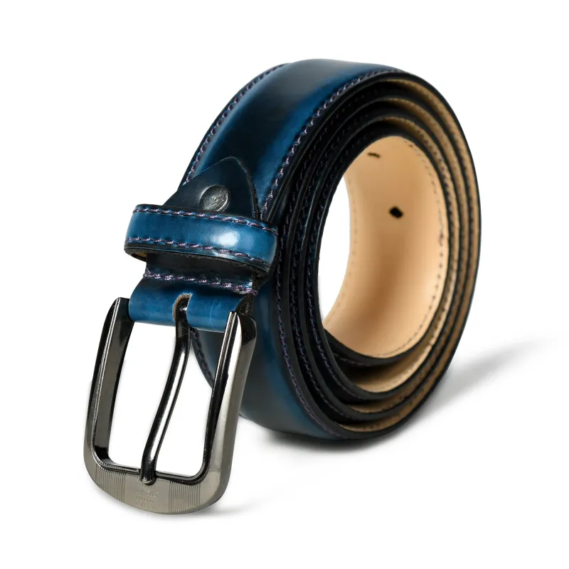 Eclipse Blue Leather Belt sold by Classy Leather Bags
