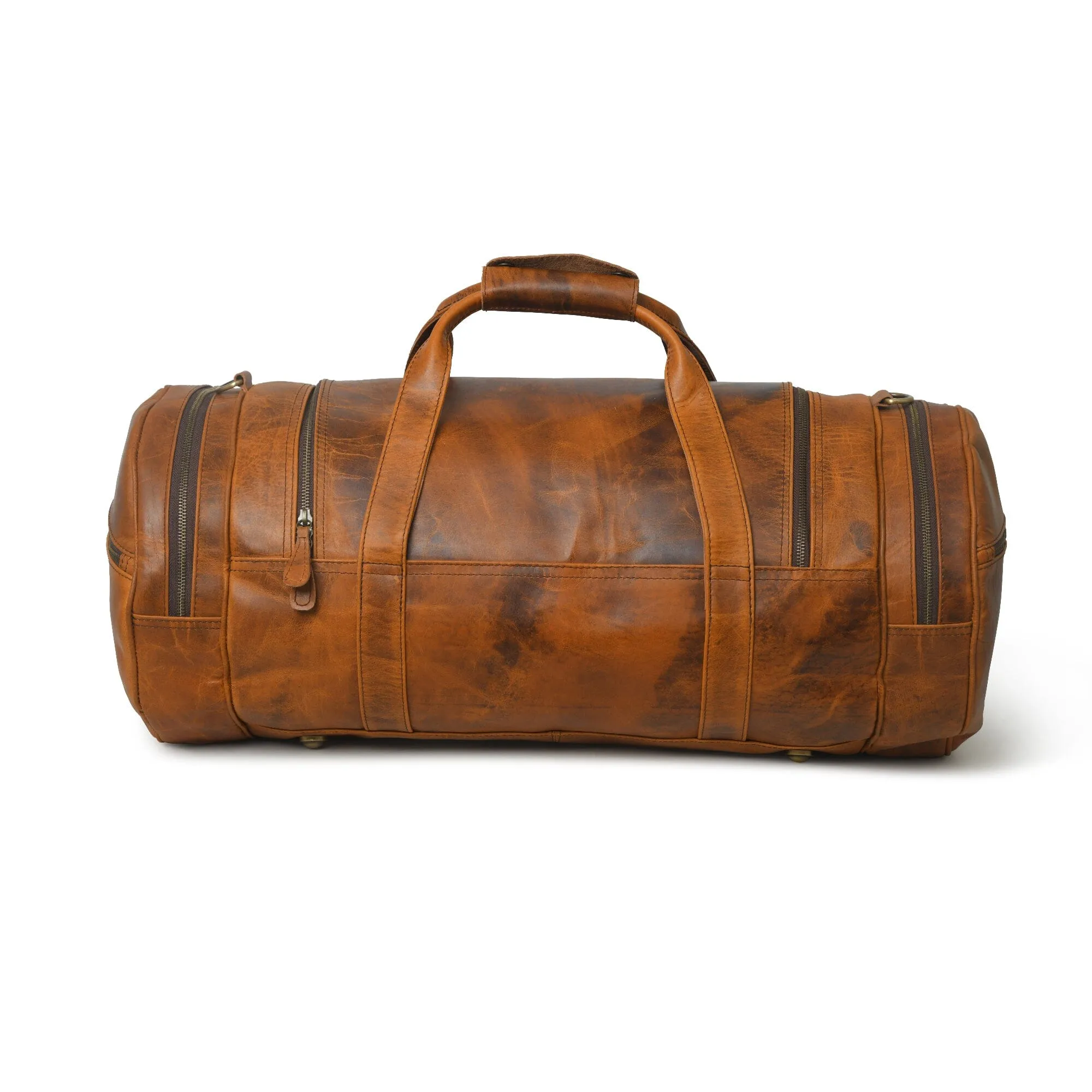 Leather Gym Travel Bag, Round sold by Classy Leather Bags product image thumbnail 3