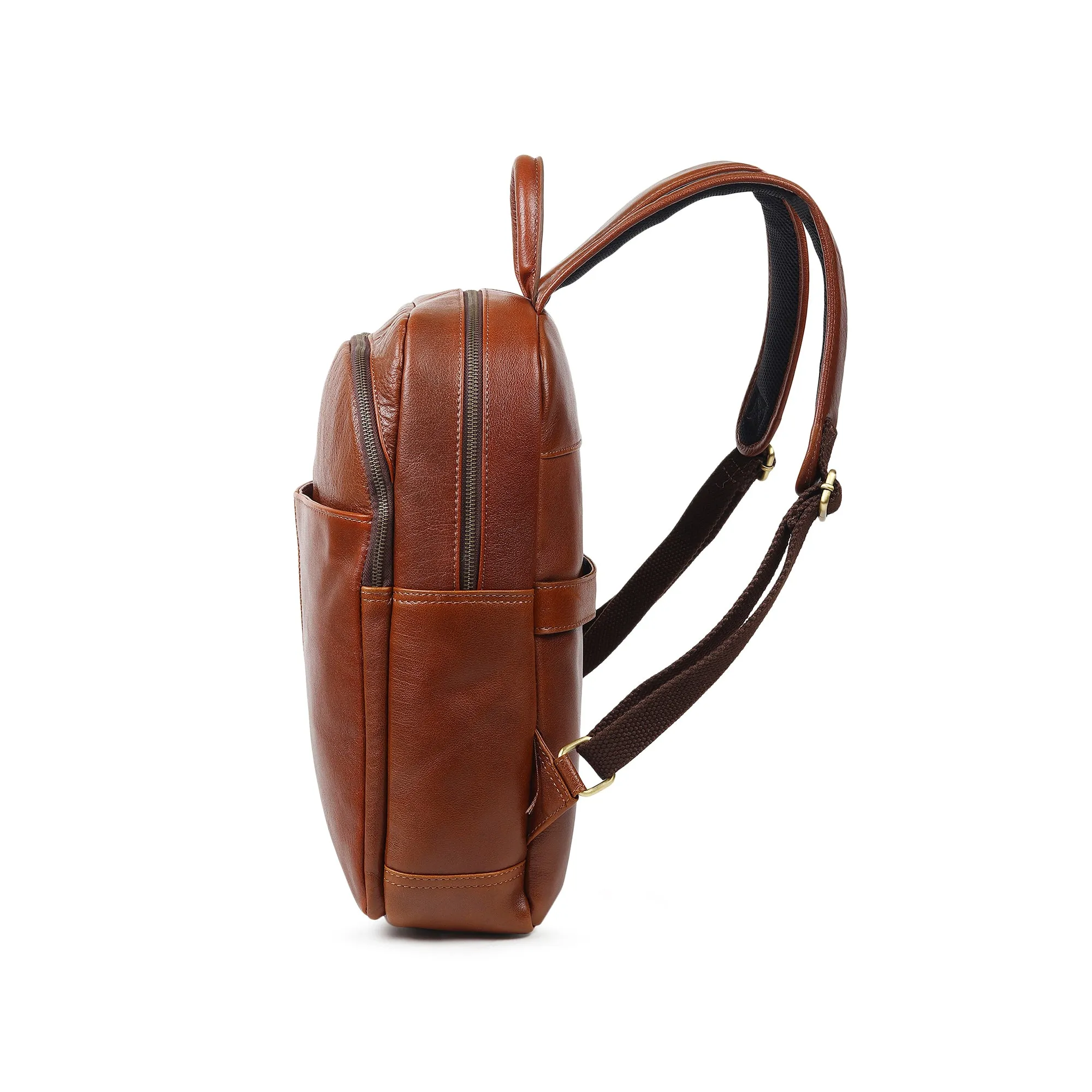 Luxury Italian Leather Backpack, Tan sold by Classy Leather Bags product image thumbnail 3
