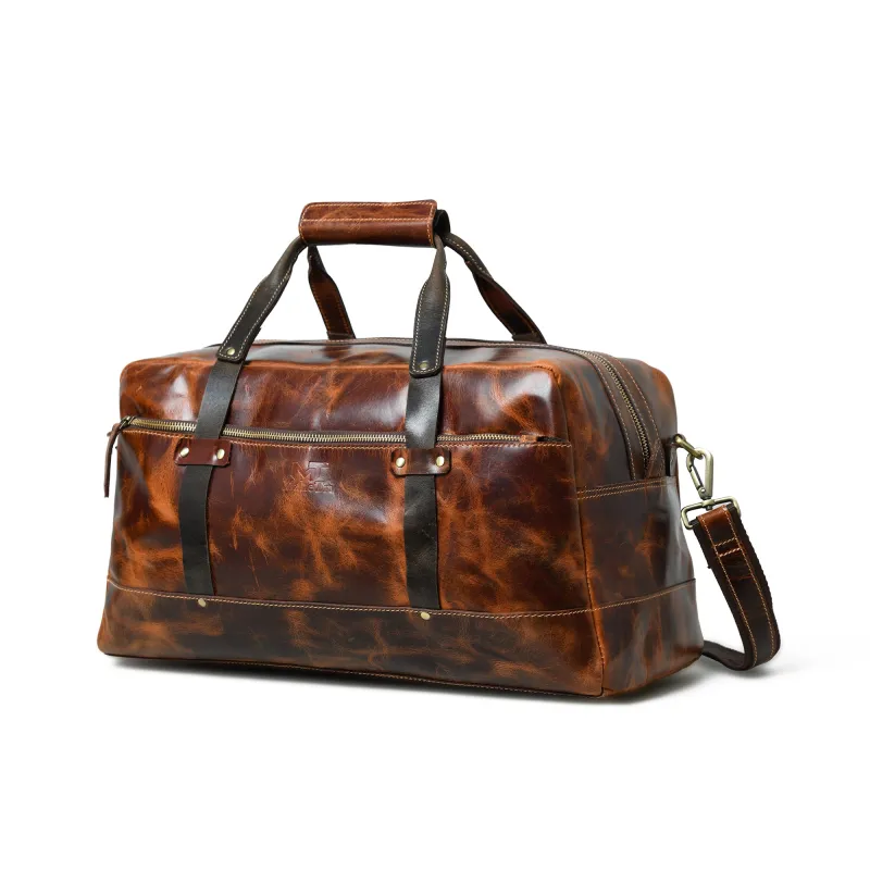 Espresso Elegance Carry on Duffle, Saddle Tan sold by Classy Leather Bags