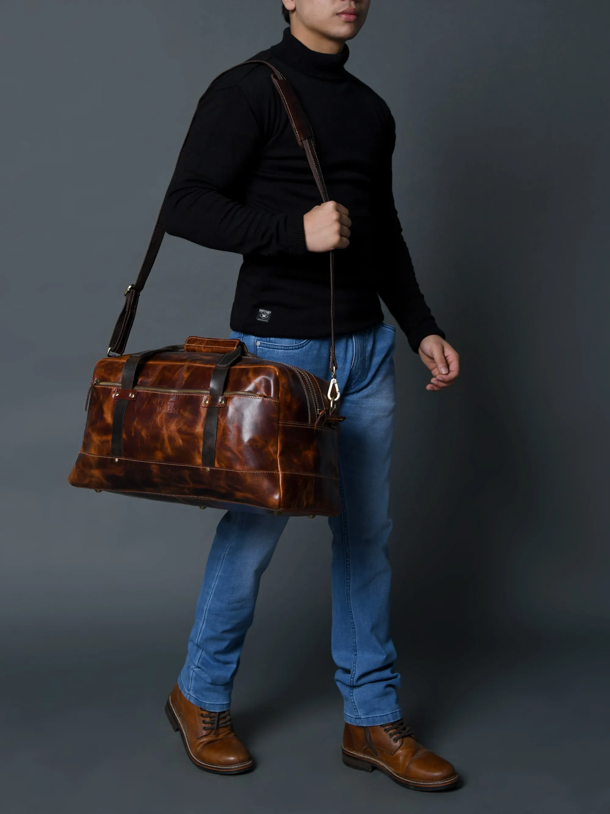 Espresso Elegance Carry on Duffle, Saddle Tan sold by Classy Leather Bags product image thumbnail 5