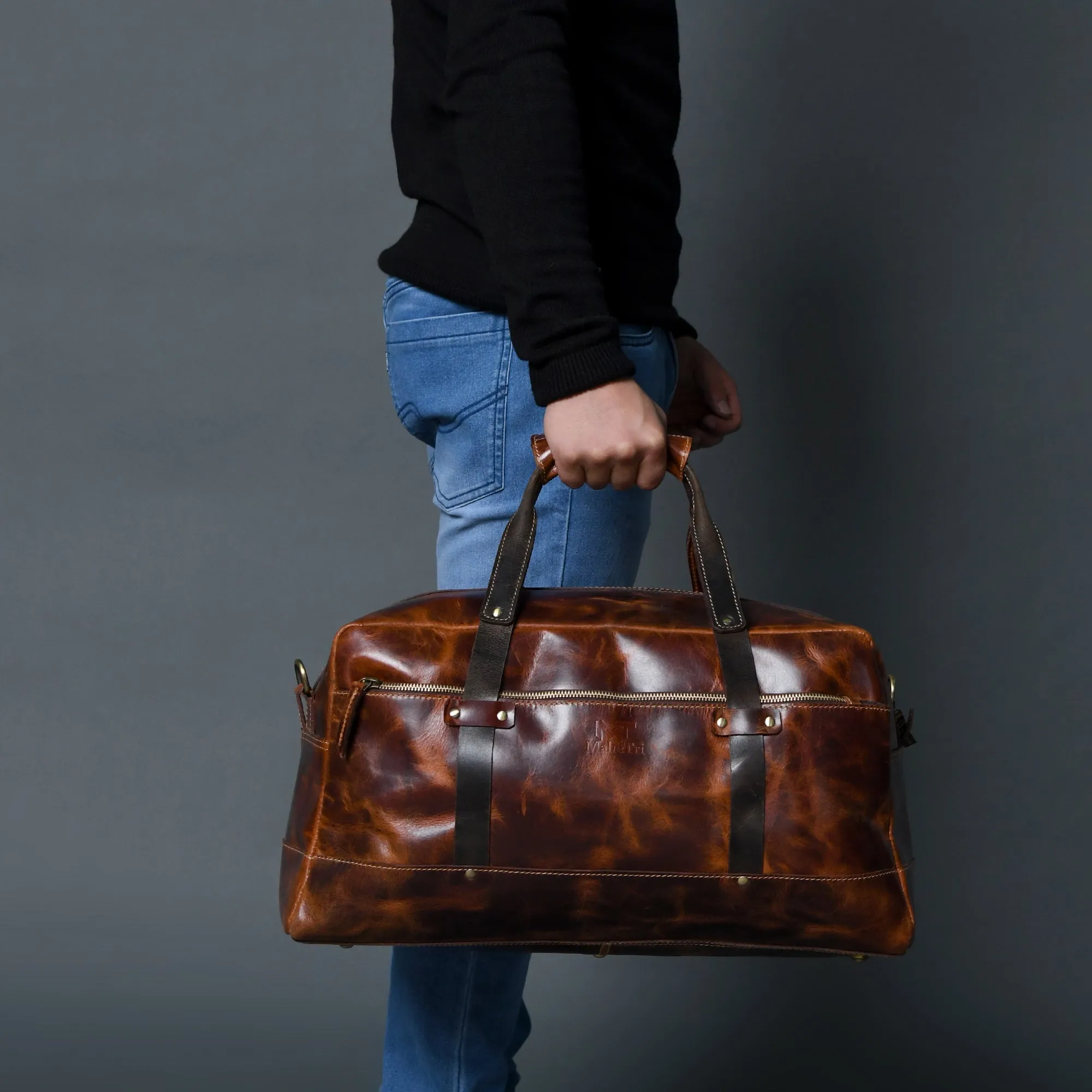 Espresso Elegance Carry on Duffle, Saddle Tan sold by Classy Leather Bags product image thumbnail 3