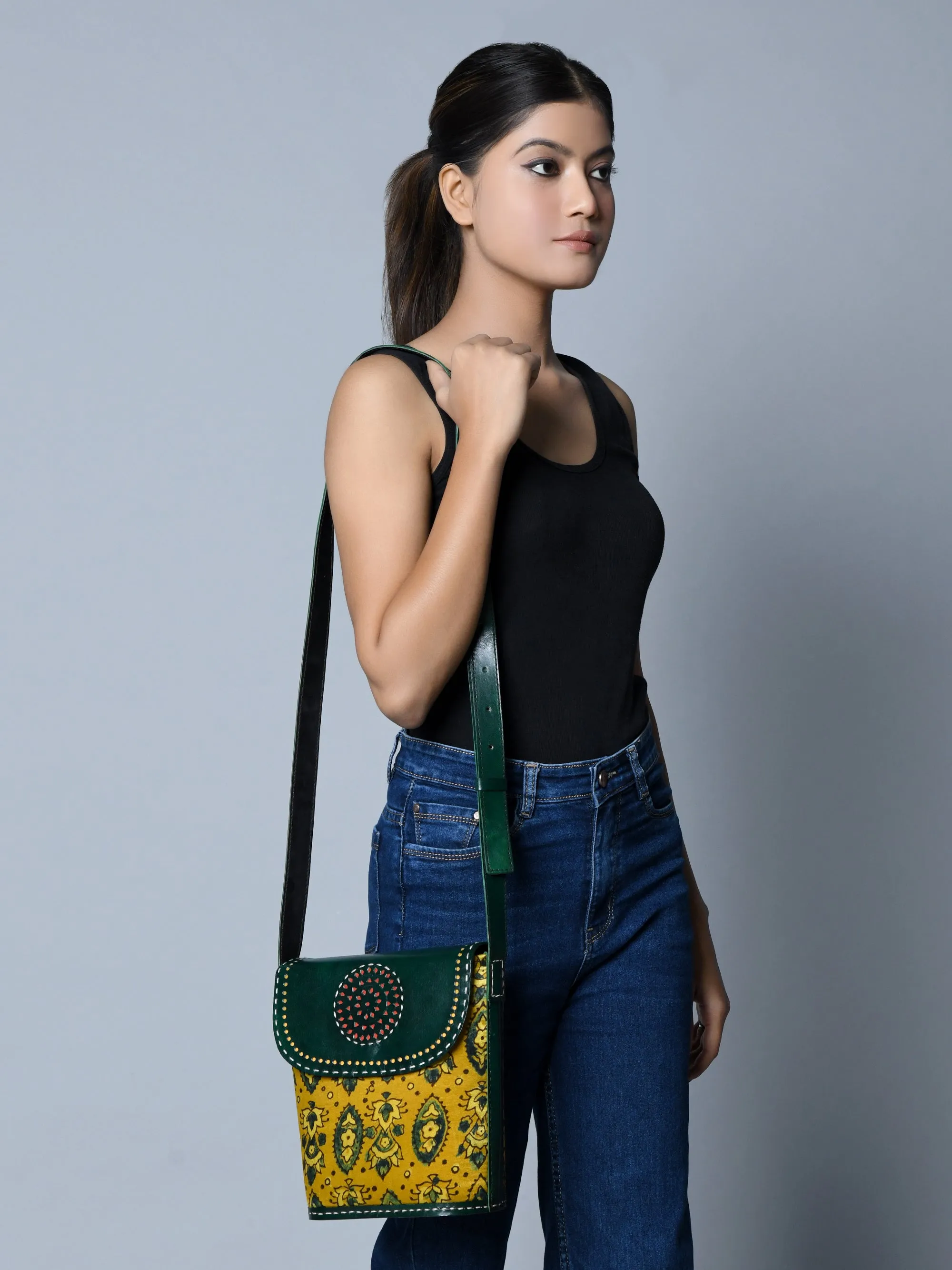 Vibrant Heritage Ajrakh Satchel sold by Classy Leather Bags product image thumbnail 5