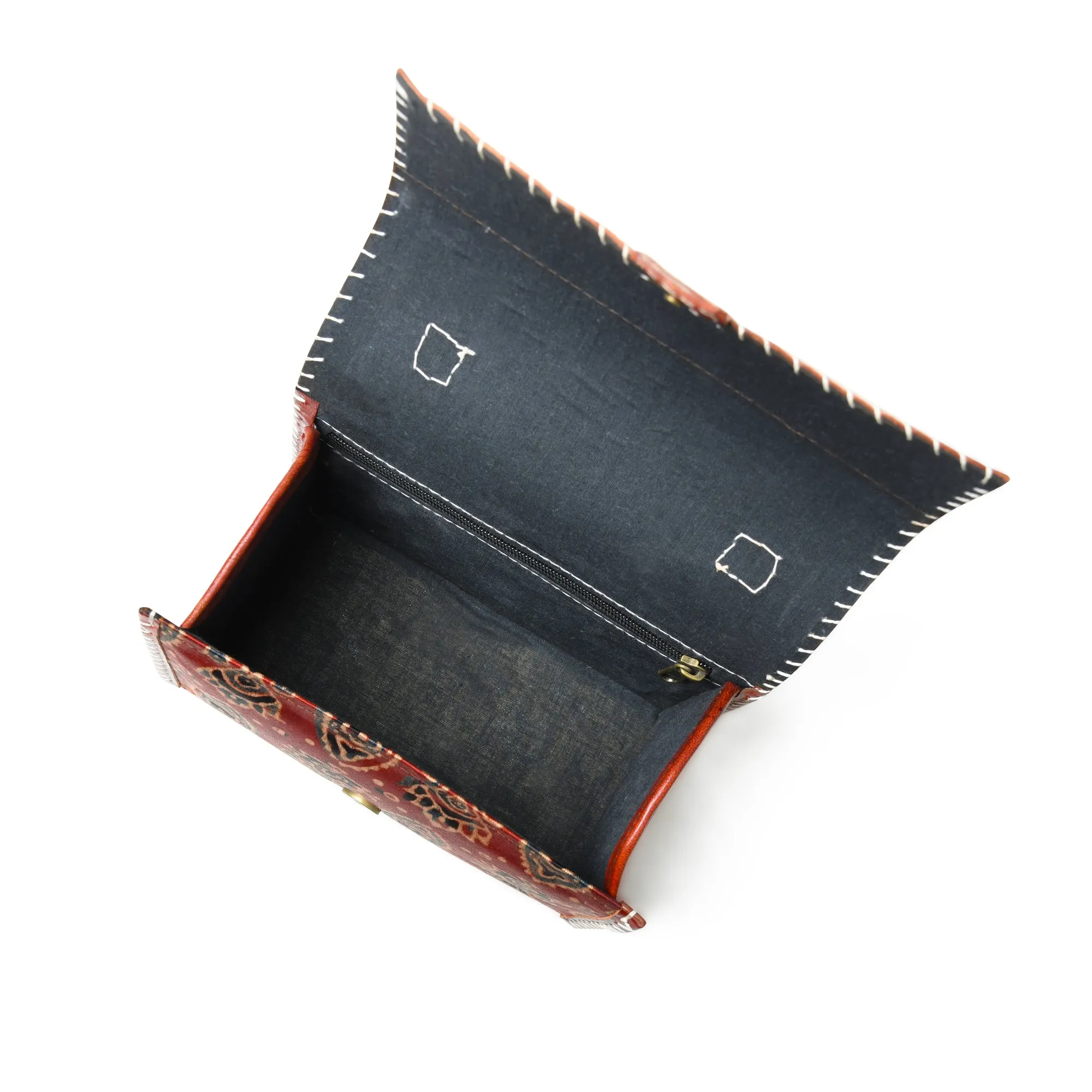 Maroon Mystique Ajrakh Satchel Purse sold by Classy Leather Bags product image thumbnail 5
